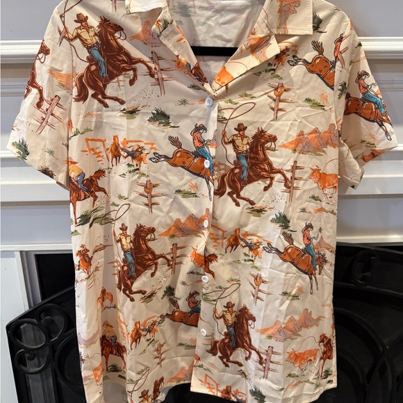 Cowboy Print Short Sleeve Shirt - Picture 1 of 2